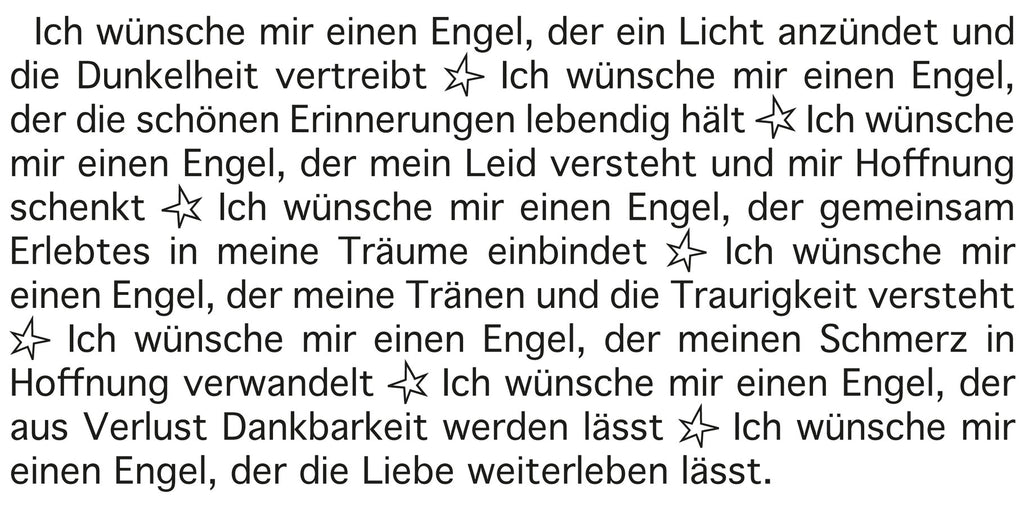 Wortlichtkerze Ich wünsche mir einen Engel