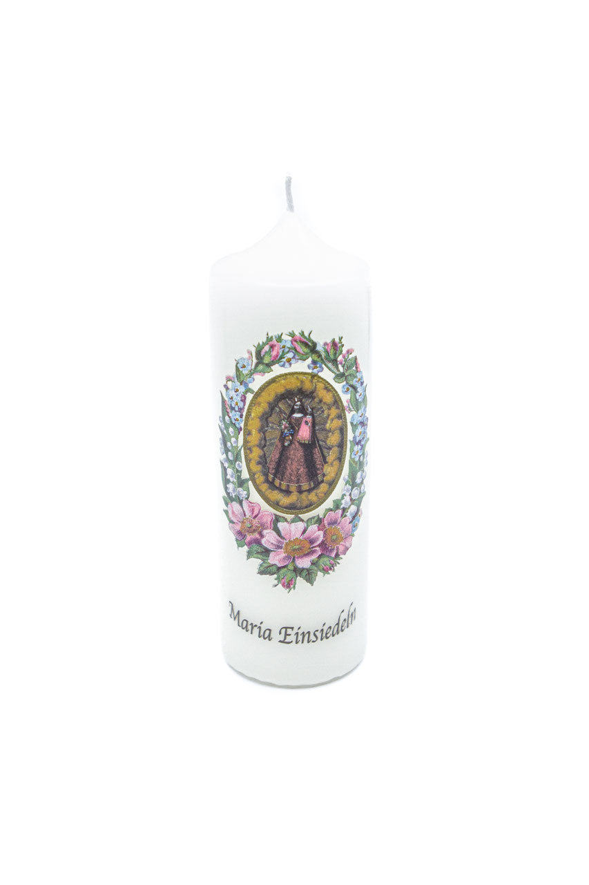 Kerze Maria Einsiedeln floral