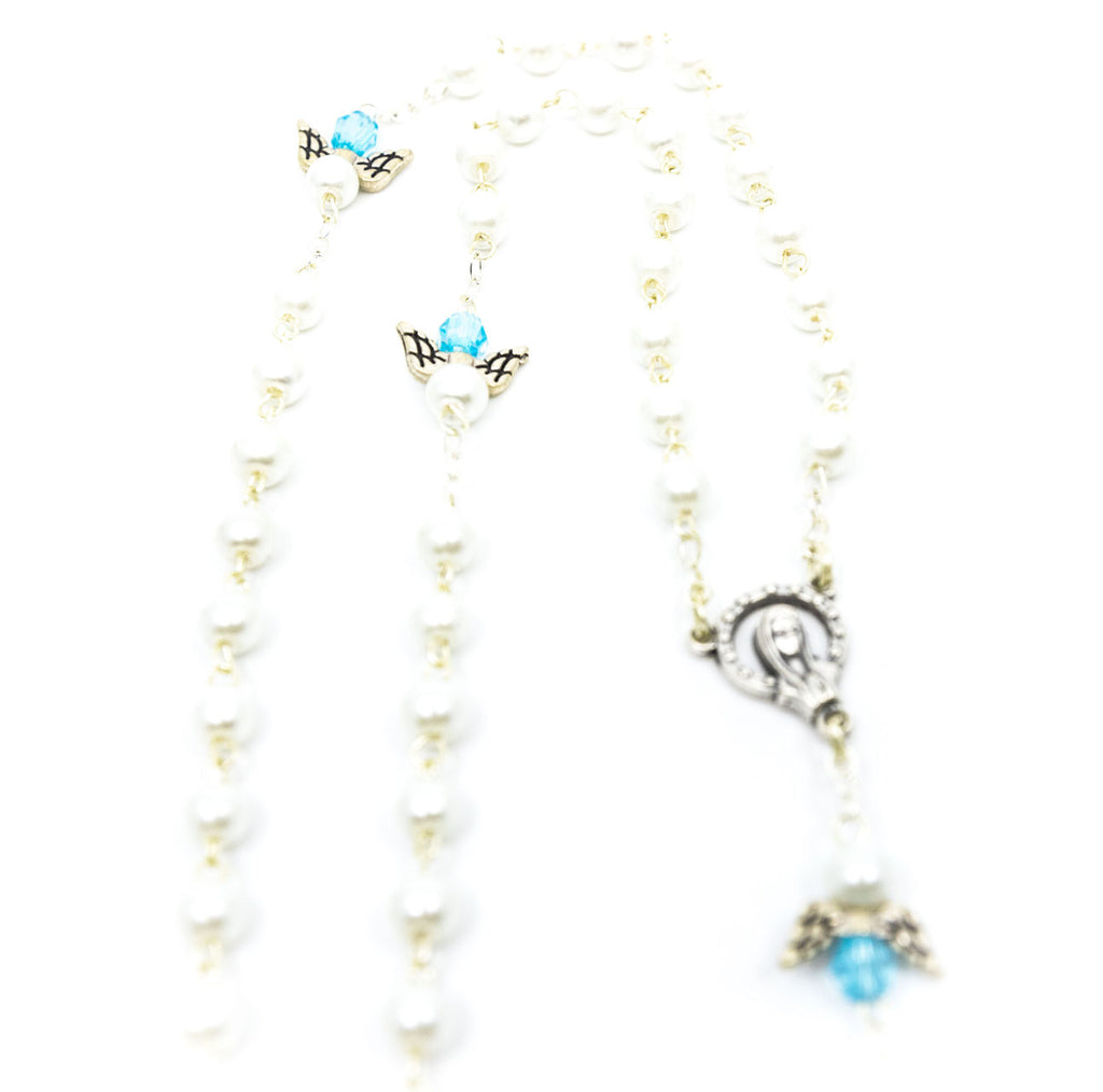 Rosenkranz Engel hellblau