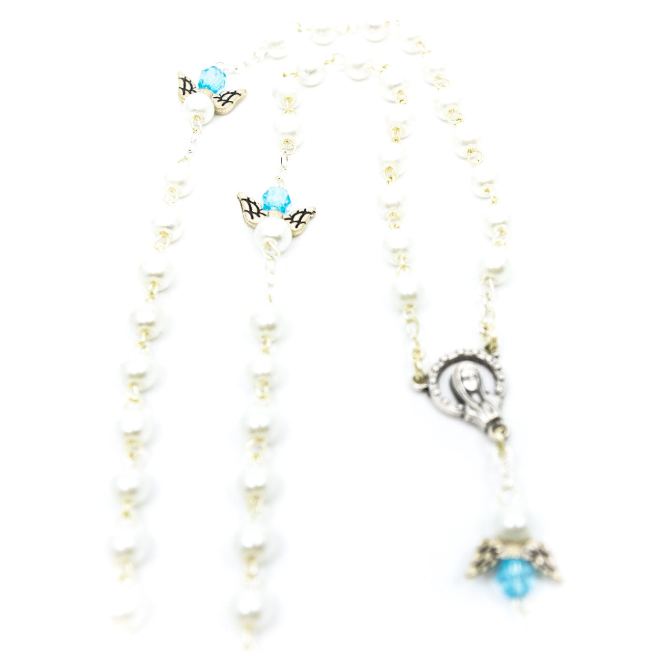 Rosenkranz Engel hellblau