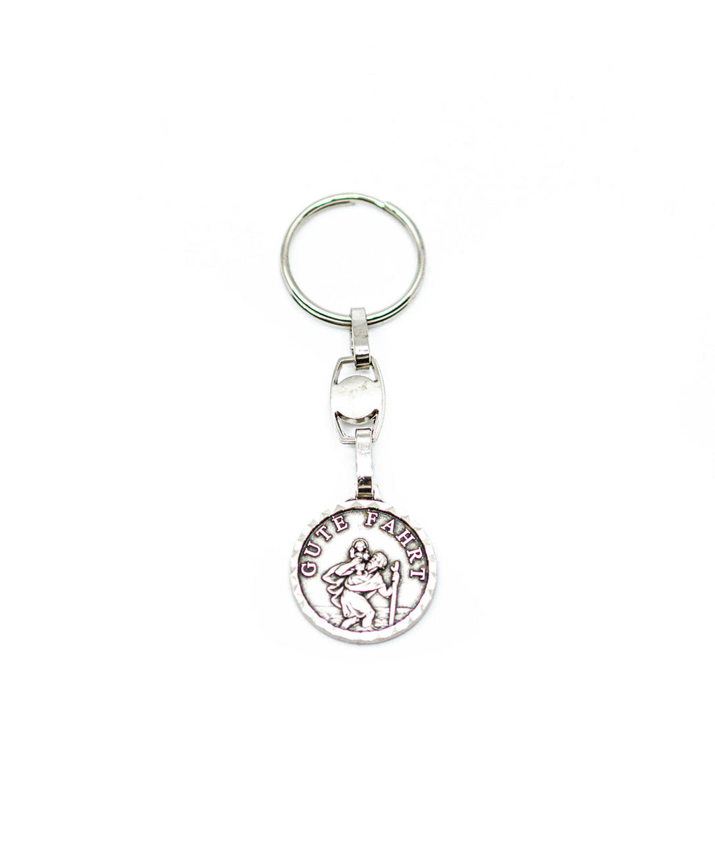Schlüsselanhänger Christophorus "Gute Fahrt" (8.4cm) – Detailansicht