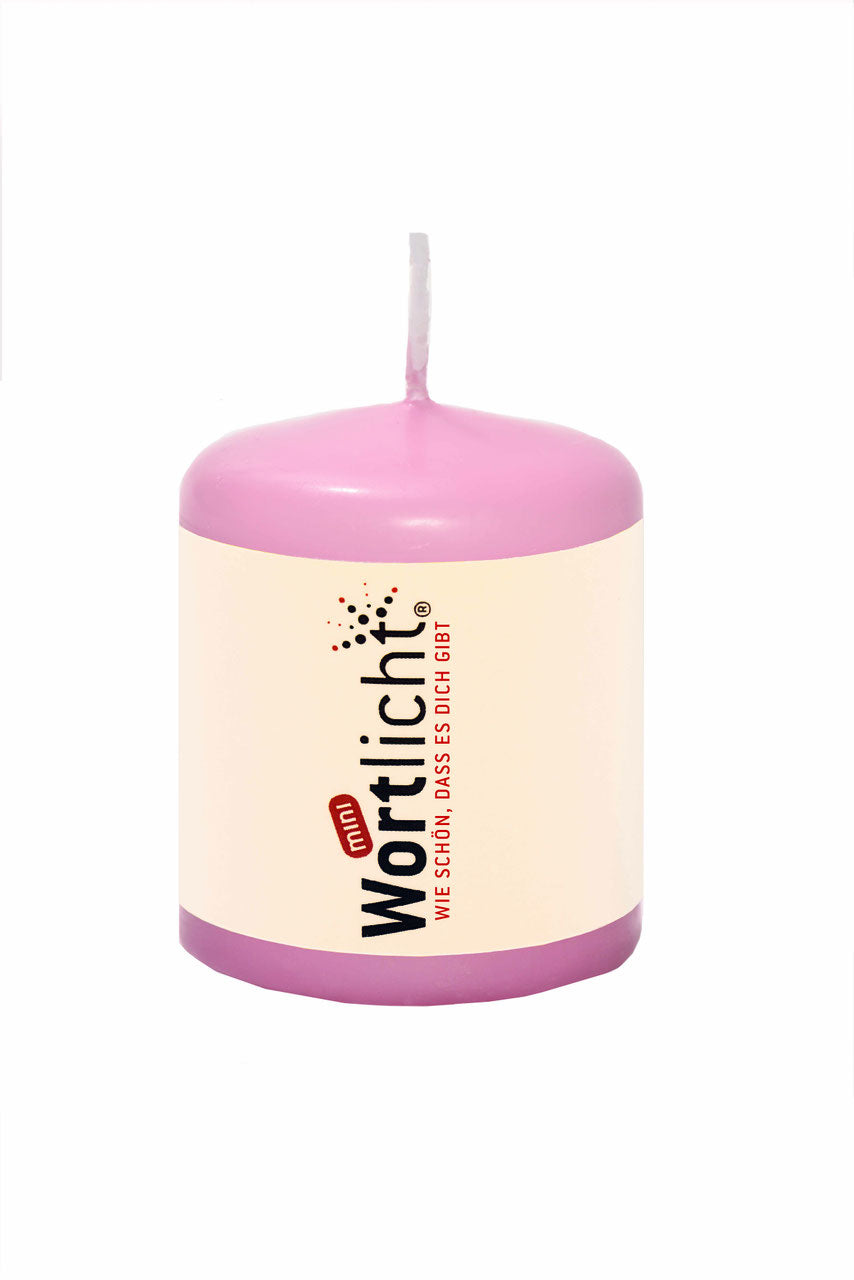 Wortlichtkerze mini Wie schön, dass es dich gibt