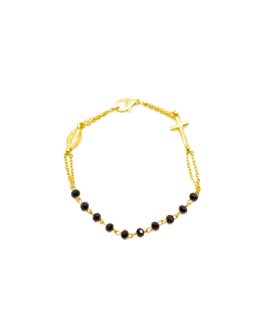 Armkette mit schwarzen Kristallkugeln (Goldfarben)