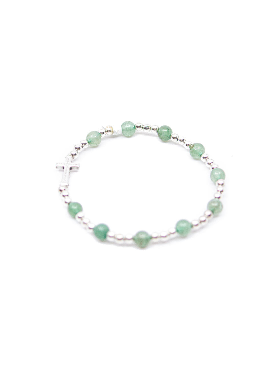 Edelsteinarmband "Aventurin" (mit Kreuz) – Detailansicht