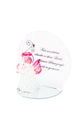 Glasengel mit Spruch pink-lila