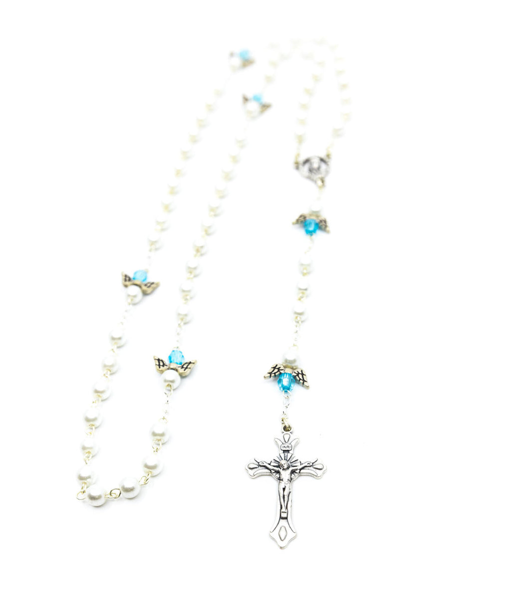 Rosenkranz Engel hellblau