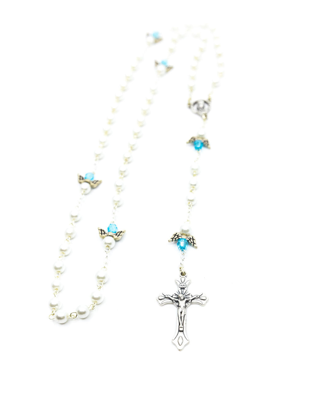 Rosenkranz Engel hellblau