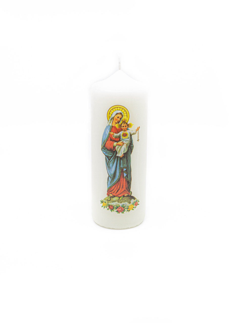 Kerze Maria mit Kind farbig