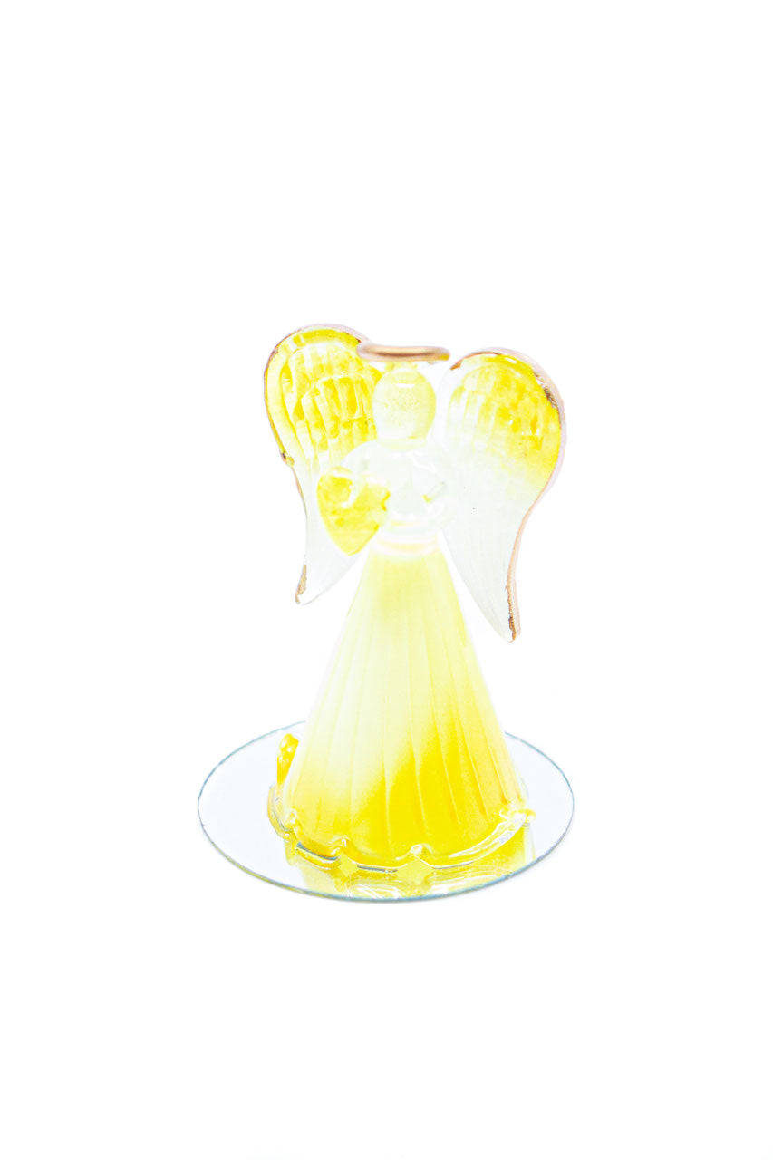 Glasengel mit goldenen Details