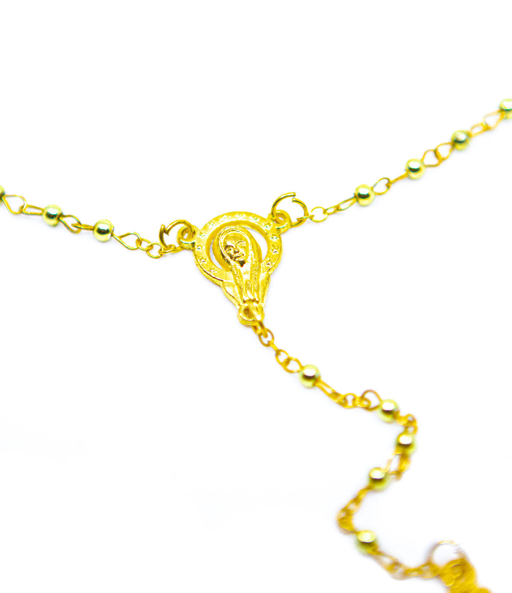 Kleiner Rosenkranz goldfarbig mit Box