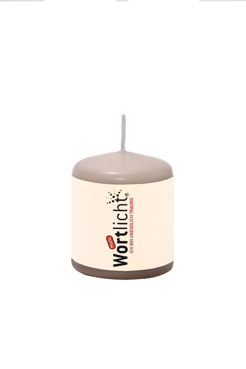 Wortlichtkerze mini Ich bin unendlich traurig