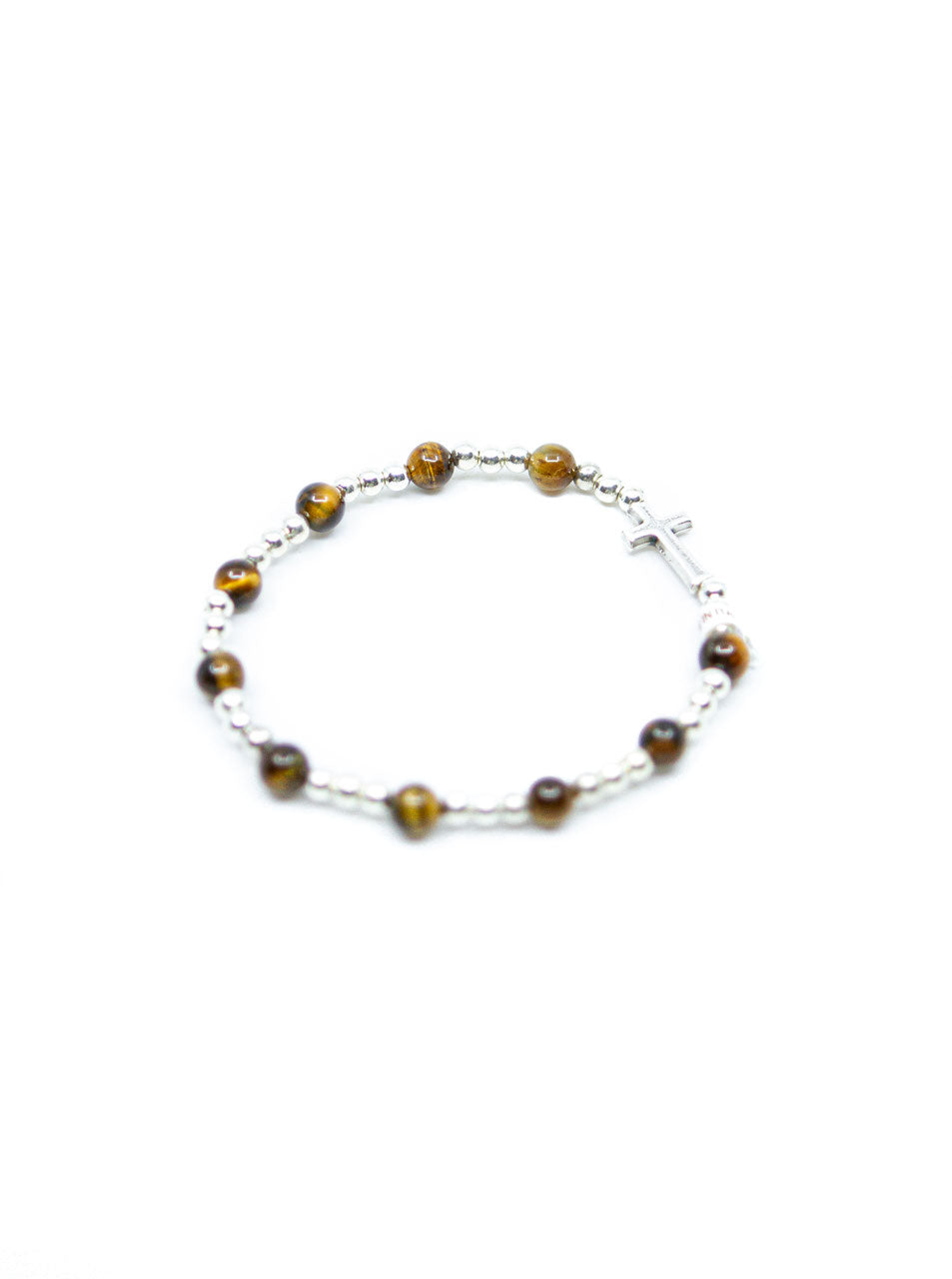 Edelsteinarmband "Tigerauge" (mit Kreuz) – Detailansicht