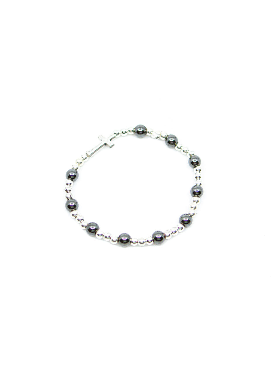 Edelsteinarmband Hämatit (mit Kreuz)