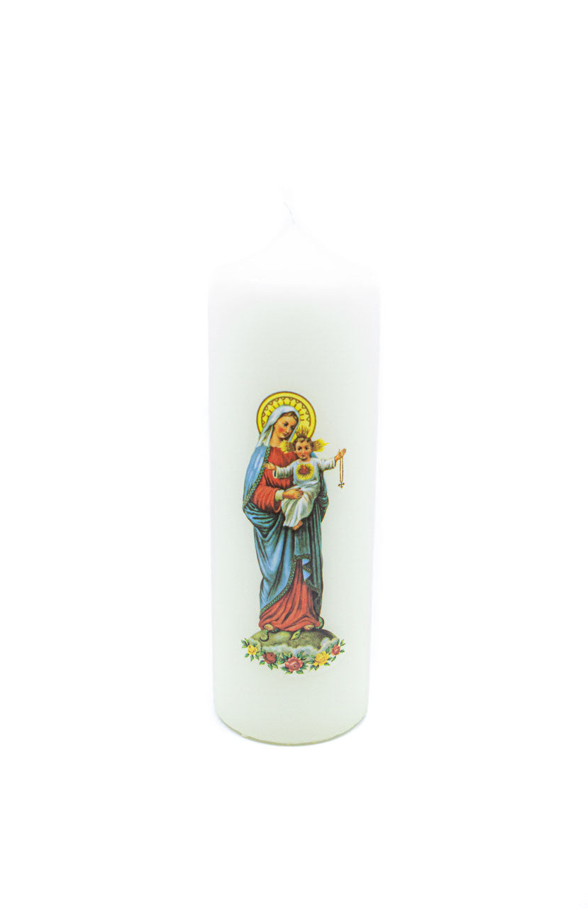 Kerze Maria mit Kind farbig