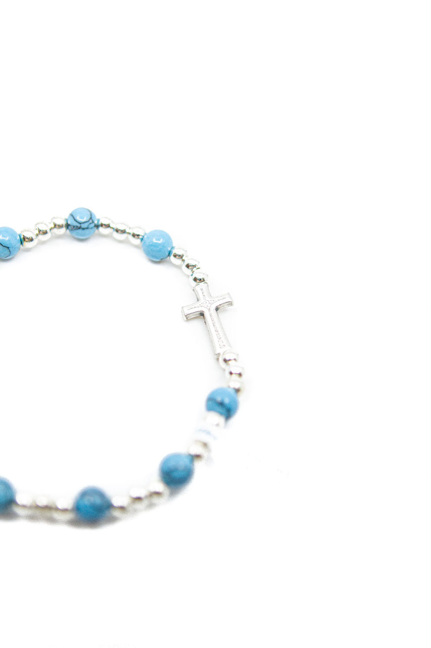 Edelsteinarmband "Türkis" (mit Kreuz) – Detailansicht 2