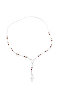 Halskette/Rosenkranz Kreuz rot