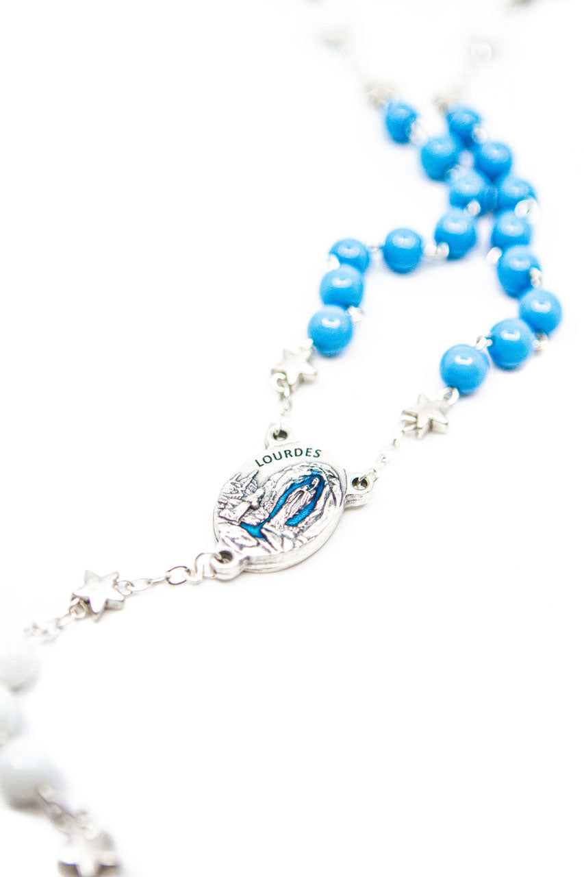 Rosenkranz Lourdes Silber