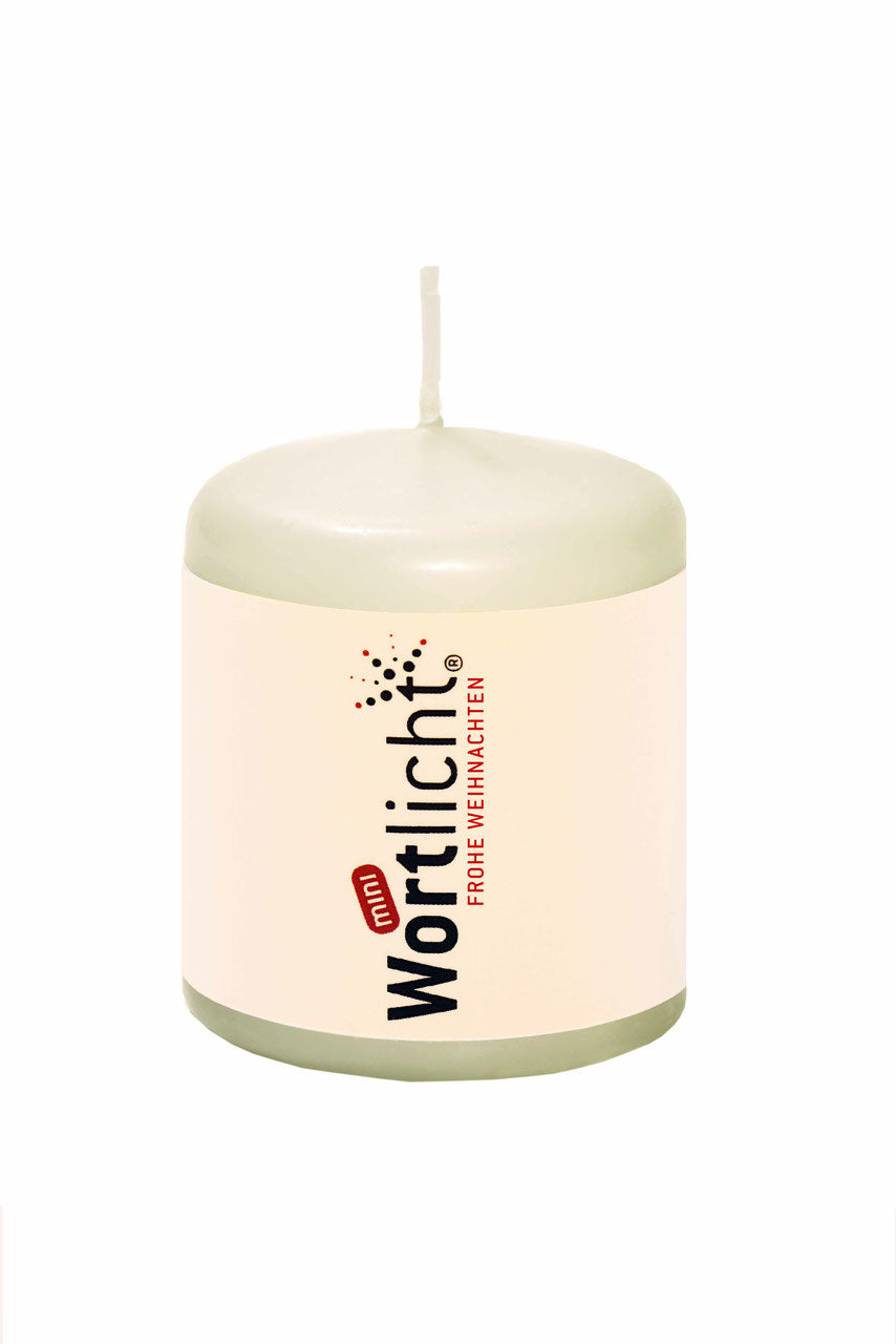 Wortlichtkerze mini Frohe Weihnachten
