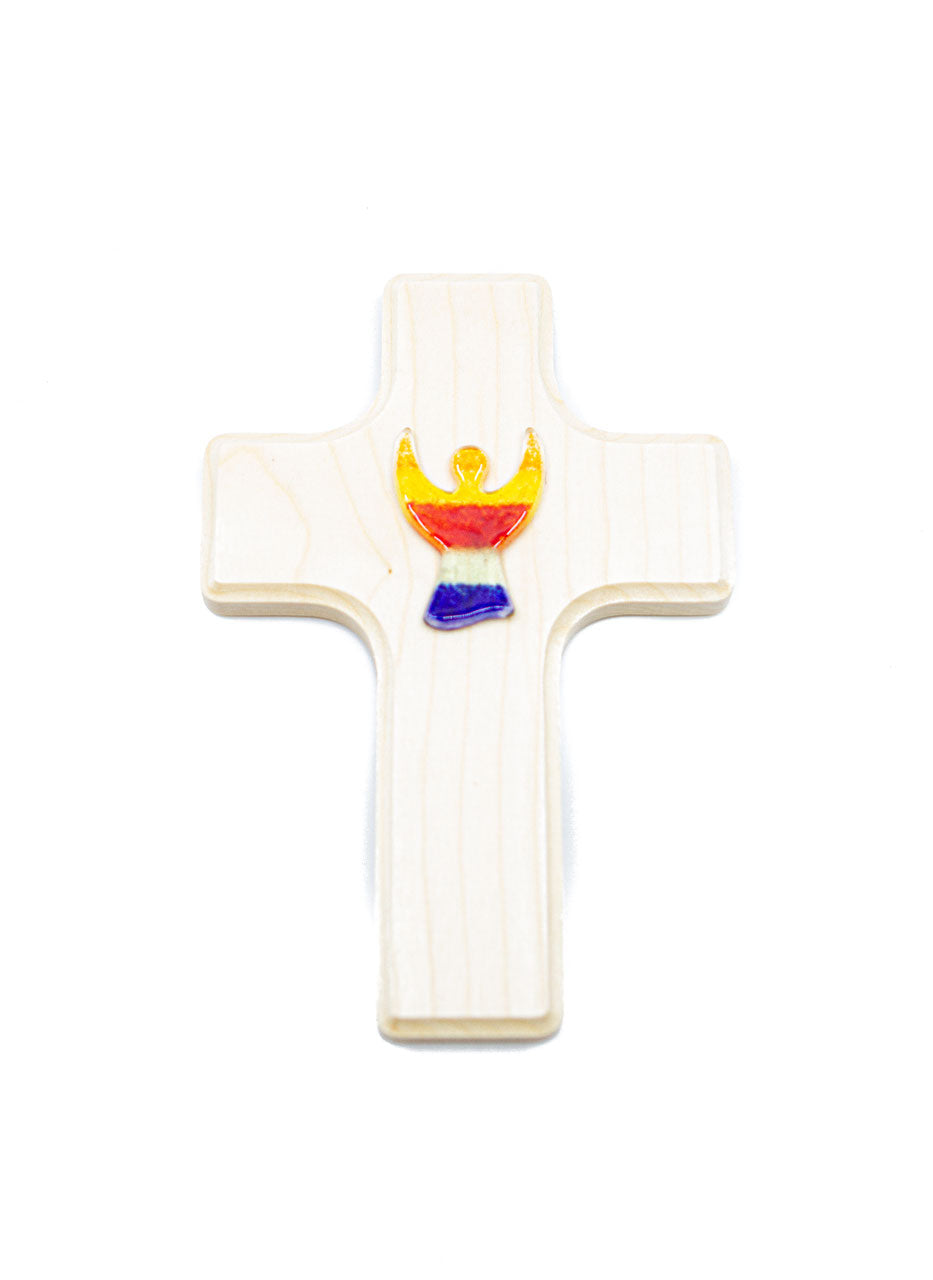 Wandkreuz Glas-Engel