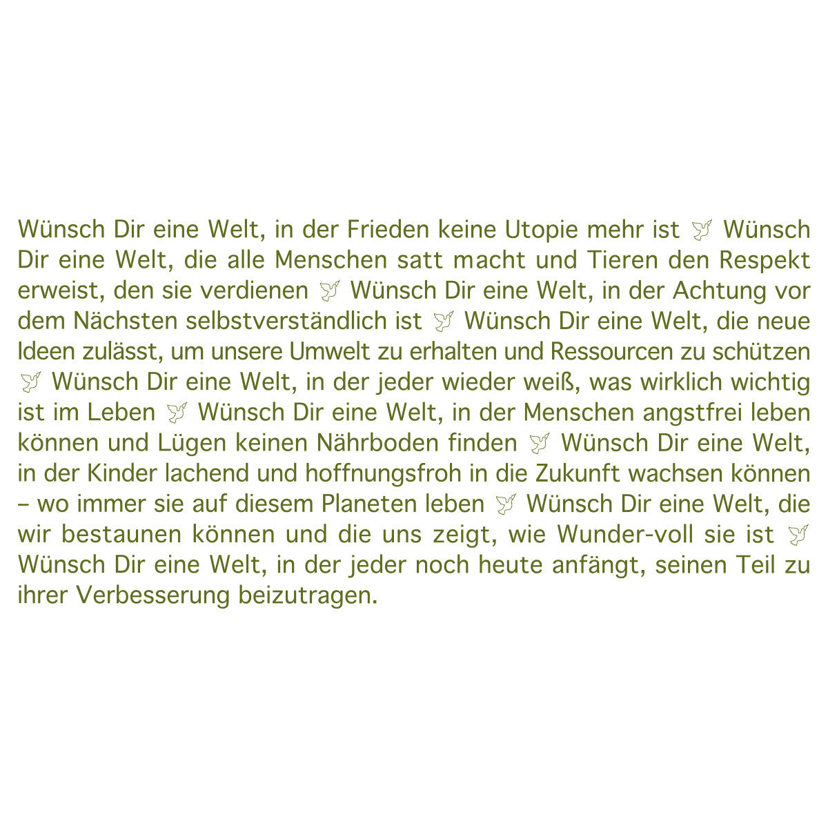 Wortlichtkerze Leuchtende Wünsche für eine bessere Welt
