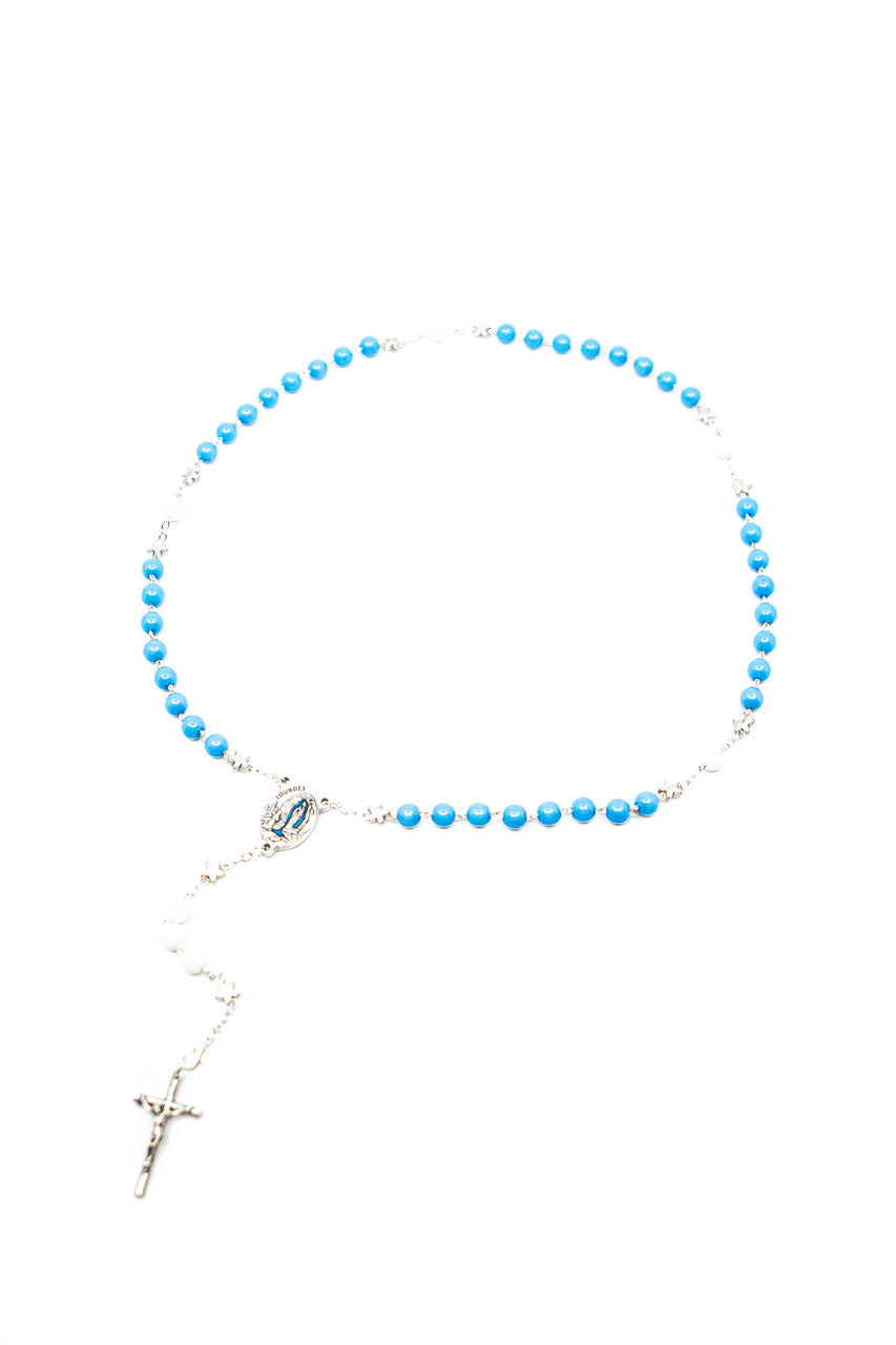 Rosenkranz Lourdes Silber