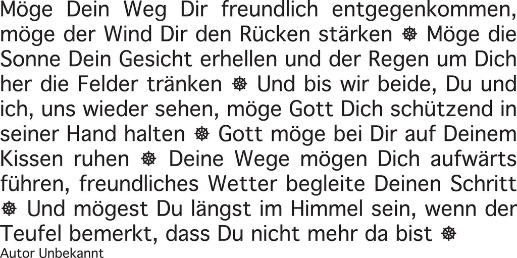 Wortlichtkerze Leuchtende Gedanken: Irischer Reisesegen